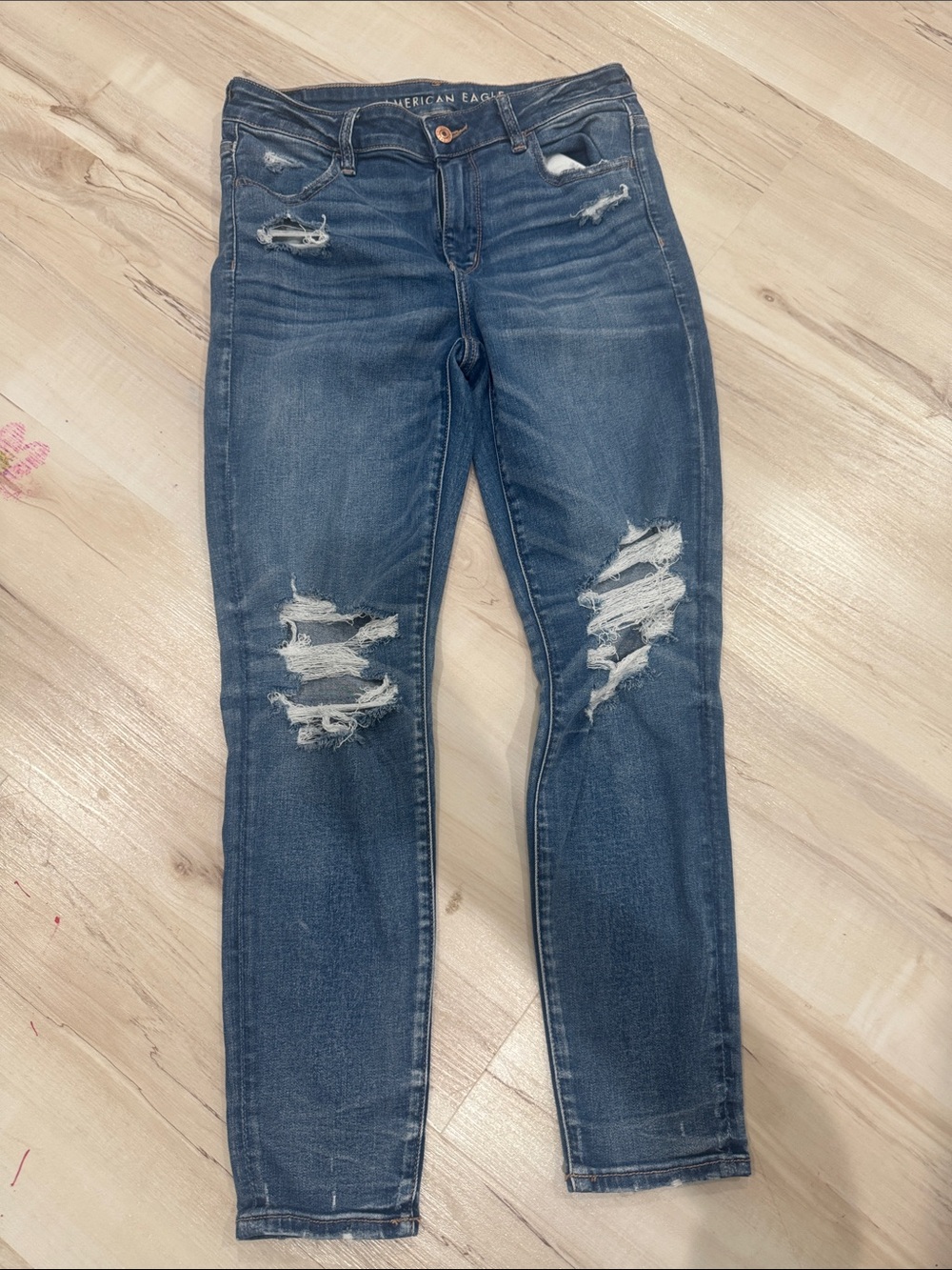 American Eagle Outfitters Ripped Dark Blue Skinny Jeans